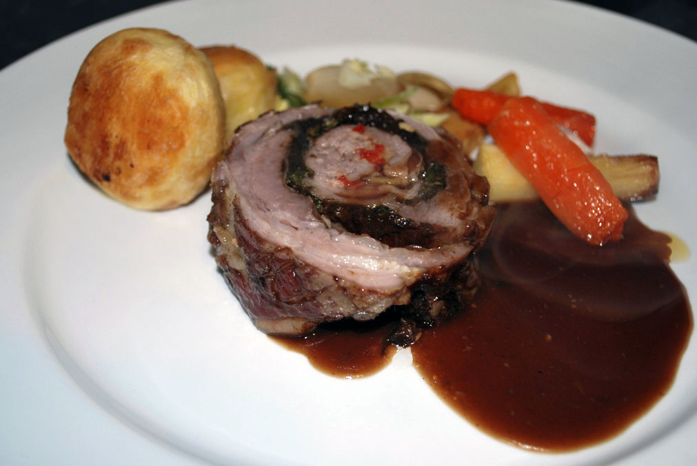 Roast Breast of Lamb filled with Prunes, Garlic & Herbs