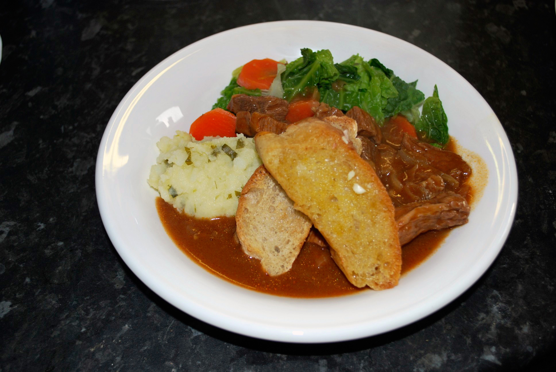 Beef in Guinness with Garlic Croutes