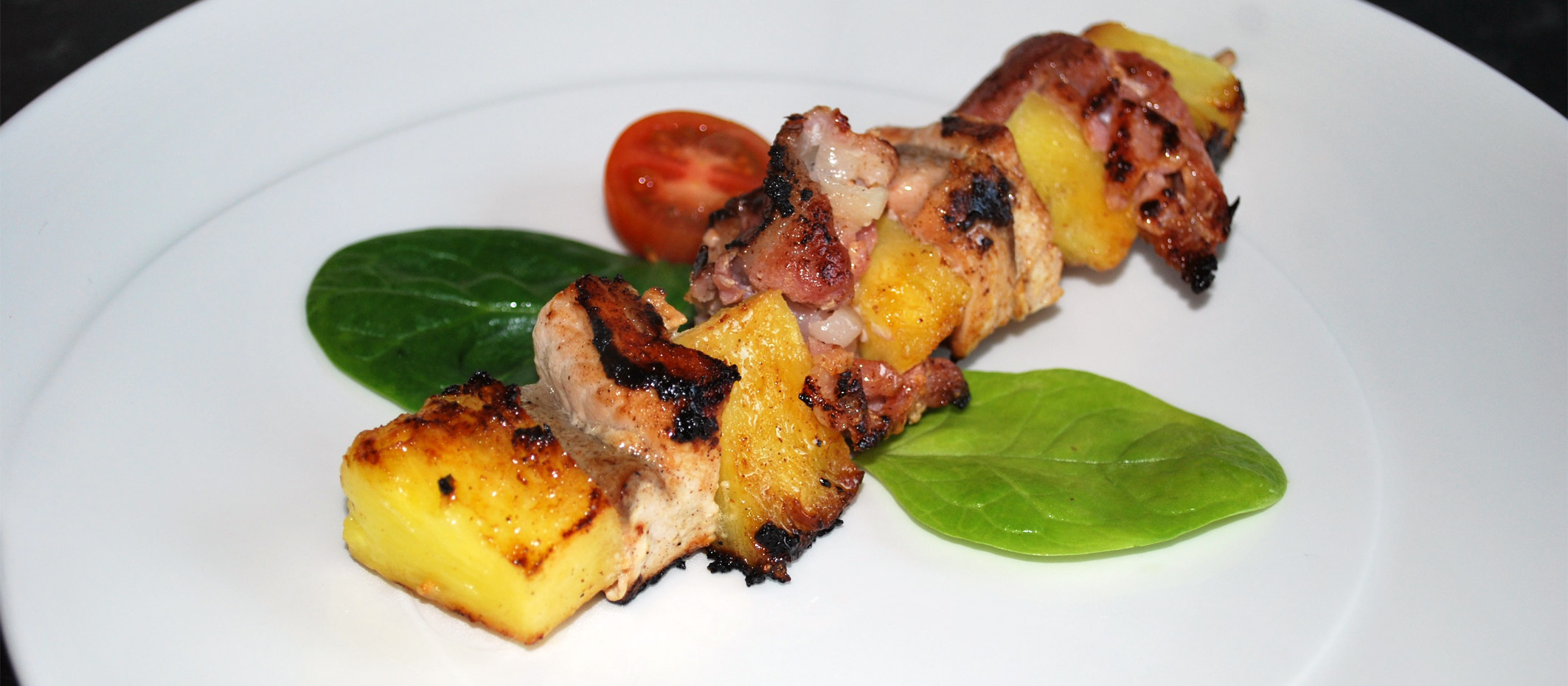 Salmon, Bacon & Pineapple Brochette