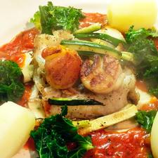 Haddock with Scallops on Provencale Sauce