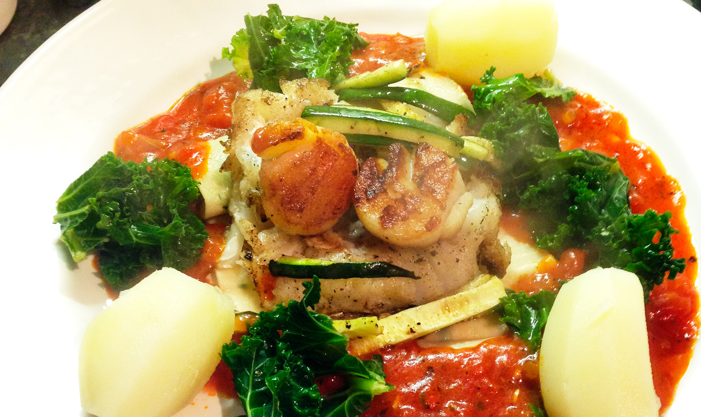 Haddock with Scallops on Provencale Sauce