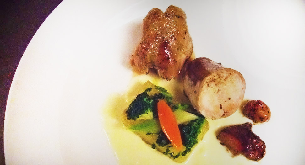 Rabbit with Grain Mustard, Honey & Apple