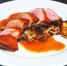 Breast of Duckling in a Sauce of Limes with Oriental Stir Fried Vegetables