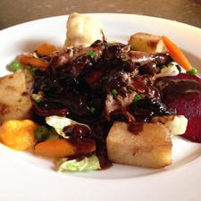 Pheasant cooked in a Sauce of Cassis with Woodland Mushrooms